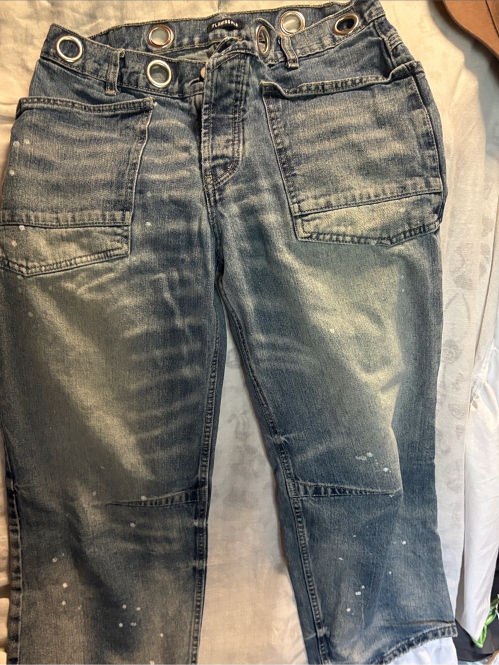 Women’s Straight Leg Jeans with Utility Pockets - Blue